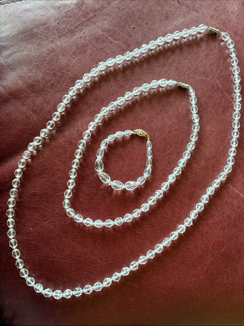 Estate Sale! Vintage Mid-Century Faceted Crystal Bead Necklaces and Bracelet